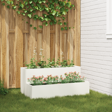 Gossi ghiveci gradina pe doua niveluri 100x60x45 cm alb plastic