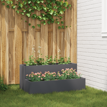 Gossi ghiveci pentru gradina cu 2 niveluri 100x60x45 cm antracit plastic