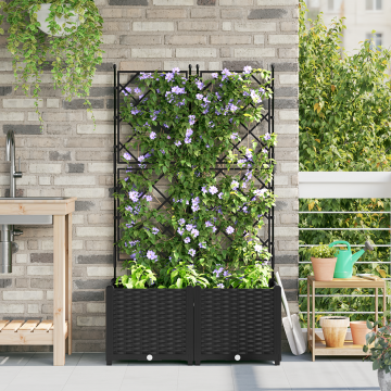 Gossi ghiveci pentru gradina cu spalier 2 buc negru 80x40x143 cm