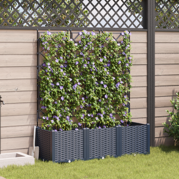 Gossi jardiniera cu gratar 3 piese gri 120x40x143 cm