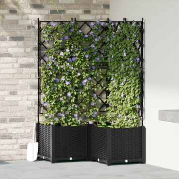 Gossi jardiniera cu suport 3 pcs neagra 80x80x143 cm