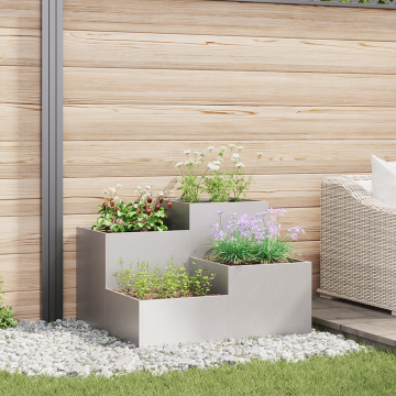 Gossi jardiniera de gradina, 100x100x60 cm, otel inoxidabil