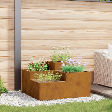 Gossi jardiniera de gradina, 80x80x48 cm, otel corten