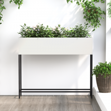 Gossi jardiniera ridicata de gradina, 100x26x82 cm, alb, otel