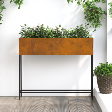 Gossi jardiniera ridicata de gradina, 100x26x82 cm, otel corten
