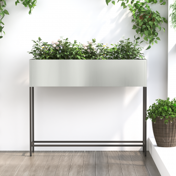Gossi jardiniera ridicata de gradina, 100x26x82 cm, otel zincat