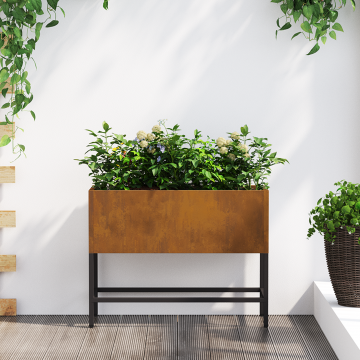 Gossi jardiniera ridicata de gradina, 60x26x45 cm, otel corten