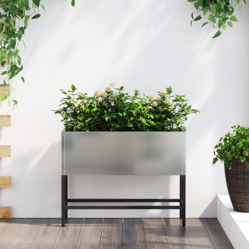 Gossi jardiniera ridicata de gradina, 60x26x45 cm, otel zincat