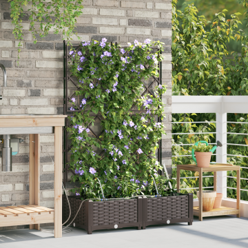 Gossi jardiniere cu sistem de irigare 2 buc maro