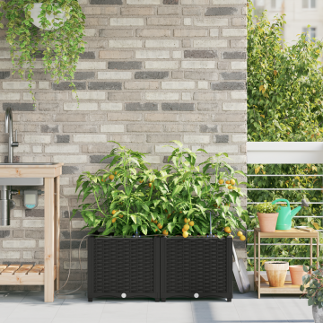 Gossi jardiniere cu sistem de irigare 2 buc negru