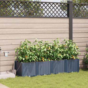 Gossi jardiniere cu sistem de irigare 4 buc gri