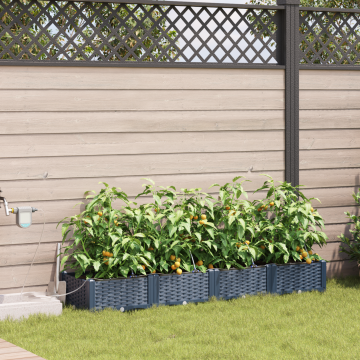 Gossi jardiniere pentru gradina cu sistem de irigatie 4 buc gri