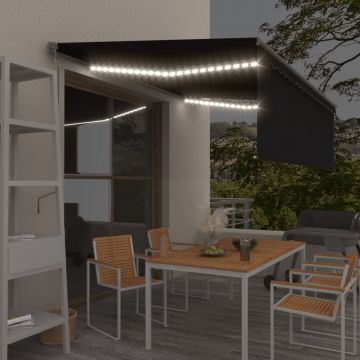 Gossi copertina automata cu stor senzor vant led, antracit, 4,5x3 m