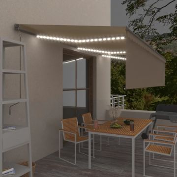 Gossi copertina automata cu stor senzor vant led, crem, 6x3 m