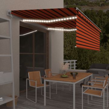 Gossi copertina automata cu stor&senzor vant&led portocaliu&maro 4x3m
