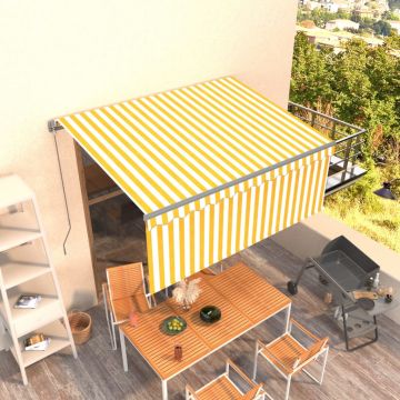 Gossi copertina retractabila manual cu stor, galben&alb, 3,5x2,5 m
