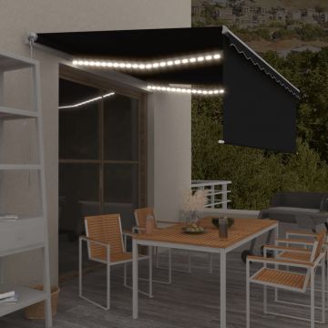 Gossi copertina retractabila manual cu stor&led, antracit, 4,5x3 m