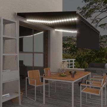 Gossi copertina retractabila manual cu stor&led, antracit, 4,5x3 m