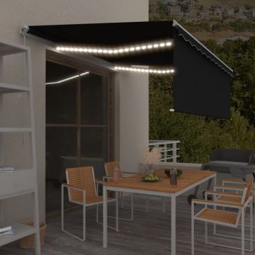Gossi copertina retractabila manual cu stor & led, antracit, 4x3 m