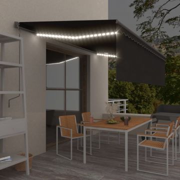 Gossi copertina retractabila manual cu stor&led, antracit, 5x3 m