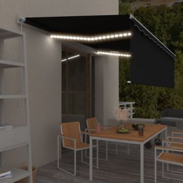 Gossi copertina retractabila manual cu stor&led, antracit, 5x3 m