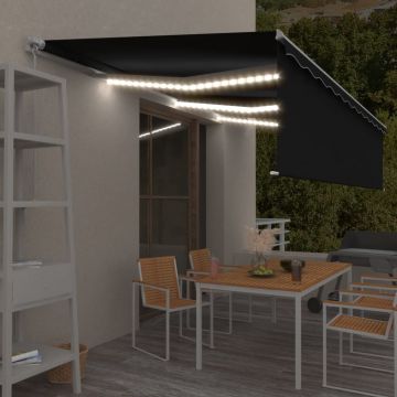 Gossi copertina retractabila manual cu stor&led, antracit, 6x3 m