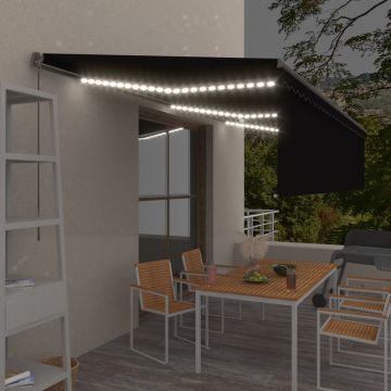 Gossi copertina retractabila manual cu stor&led, antracit, 6x3 m