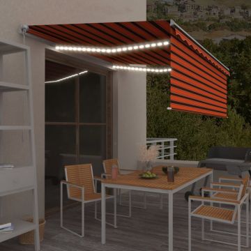 Gossi copertina retractabila manual cu stor&led portocaliu&maro 4x3 m