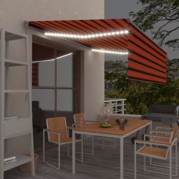 Gossi copertina retractabila manual cu stor&led portocaliu&maro 4x3 m