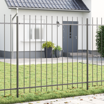 Gossi gard de gradina cu varf tip sulita, gri, 8.5x1,5 m, otel