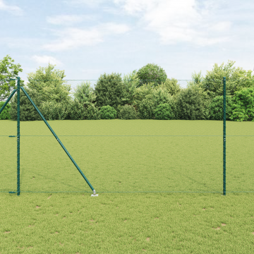 Gossi hexagon fence verde 1,5x10 m otel, stalpi de imprejmuire Gossi cu spike 7 buc Ø32 mm 170 cm otel galvanizat
