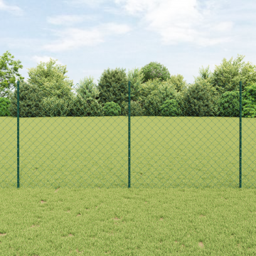 Gossi ingradire din plasa de lant cu 10 stalpi u verde 1.2x10 m otel