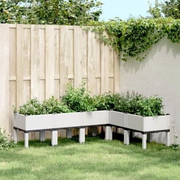 Gossi jardiniera de gradina cu picioare, alb, 160x120x42 cm, pp