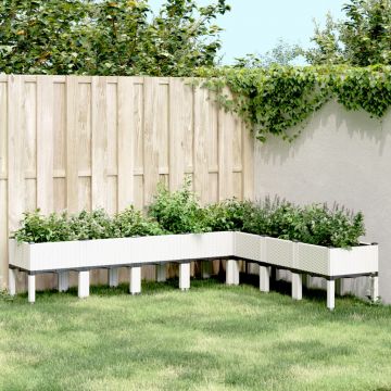 Gossi jardiniera de gradina cu picioare, alb, 200x160x42 cm, pp