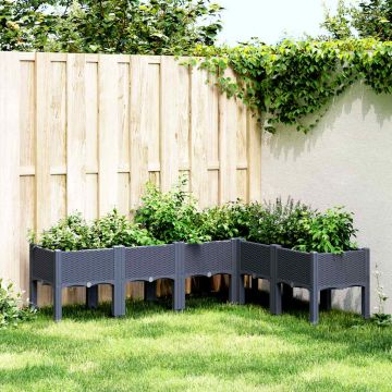 Gossi jardiniera de gradina cu picioare, albastru gri, 160x120x42 cm, pp
