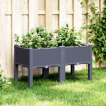 Gossi jardiniera de gradina cu picioare, albastru gri, 80x40x42 cm, pp