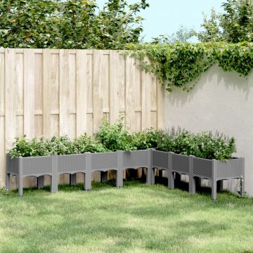 Gossi jardiniera de gradina cu picioare gri deschis 200x160x42 cm, pp