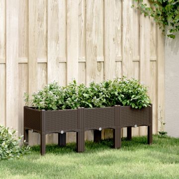 Gossi jardiniera de gradina cu picioare, maro, 120x40x42 cm, pp