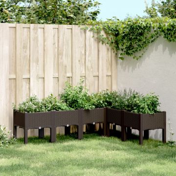 Gossi jardiniera de gradina cu picioare, maro, 160x120x42 cm, pp