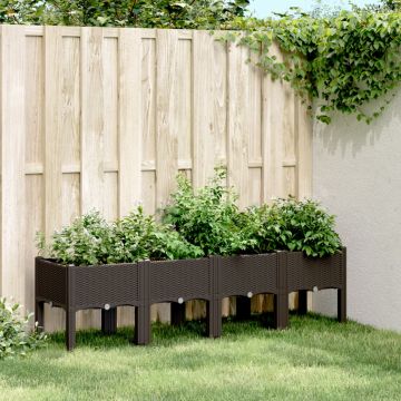 Gossi jardiniera de gradina cu picioare, maro, 160x40x42 cm, pp