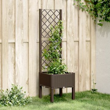 Gossi jardiniera de gradina cu spalier, maro, 40x40x142 cm, pp