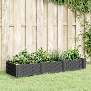 Gossi jardiniera de gradina cu tarusi, negru, 125x40x28,5 cm, pp