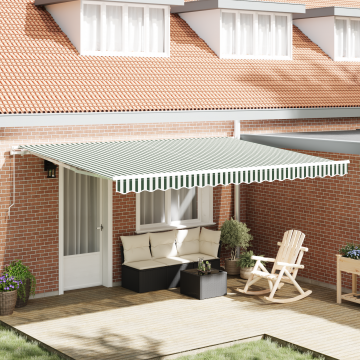 Gossi marchiza manuala retractabila verde si alb 450x350 cm, fabrica de inlocuire a marchizei Gossi pentru cadru de 4.5x3.5 m verde si alb