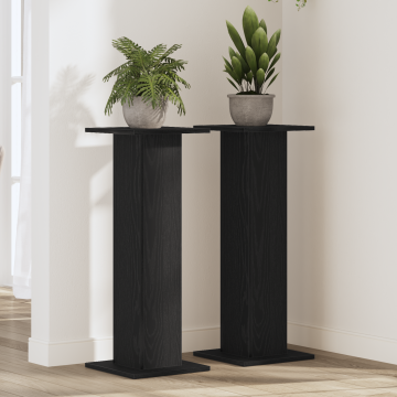 Gossi suport plante, 2 buc., stejar negru, 30x30x80 cm lemn prelucrat