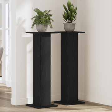 Gossi suport plante, 2 buc., stejar negru, 30x30x95 cm lemn prelucrat