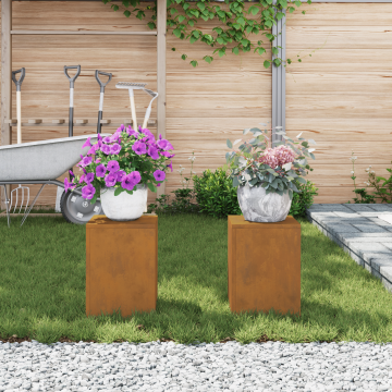 Gossi suporturi plante pilon exterior 2 buc. 24x24x35 cm otel corten