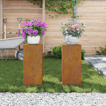 Gossi suporturi plante pilon exterior 2 buc. 24x24x55 cm otel corten