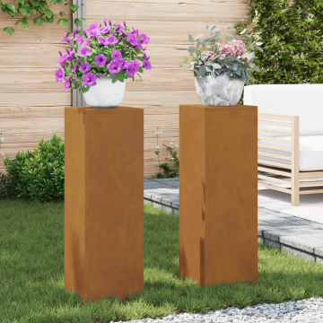Gossi suporturi plante pilon exterior 2 buc. 24x24x75 cm otel corten