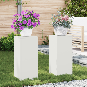 Gossi suporturi plante pilon exterior 2 buc. alb 24x24x55 cm otel