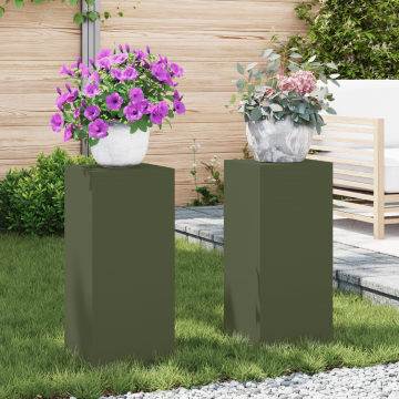Gossi suporturi plante pilon exterior 2 buc. oliv 24x24x55 cm otel